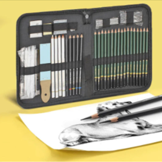 Sketch Drawing Set Of 42 Pcs by Keep smiling (26 Pencil 6 Sticks 3 Stumps 3 Eraser 1 Sharpener 1 Sand Paper 1 Cutter 1 Extender 1 Carry Case)