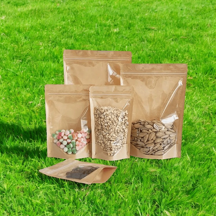 One Side Kraft Standup Pouch With Zipper