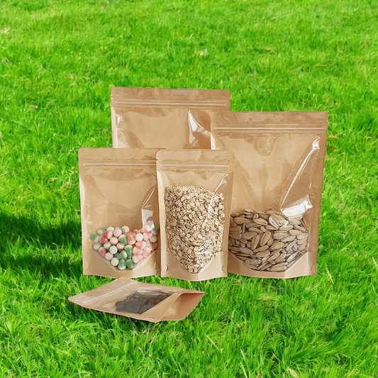 One Side Kraft Standup Pouch With Zipper