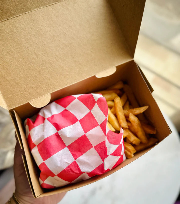 Kraft box for burgers and sandwiches 7.5x4.5x3 inches