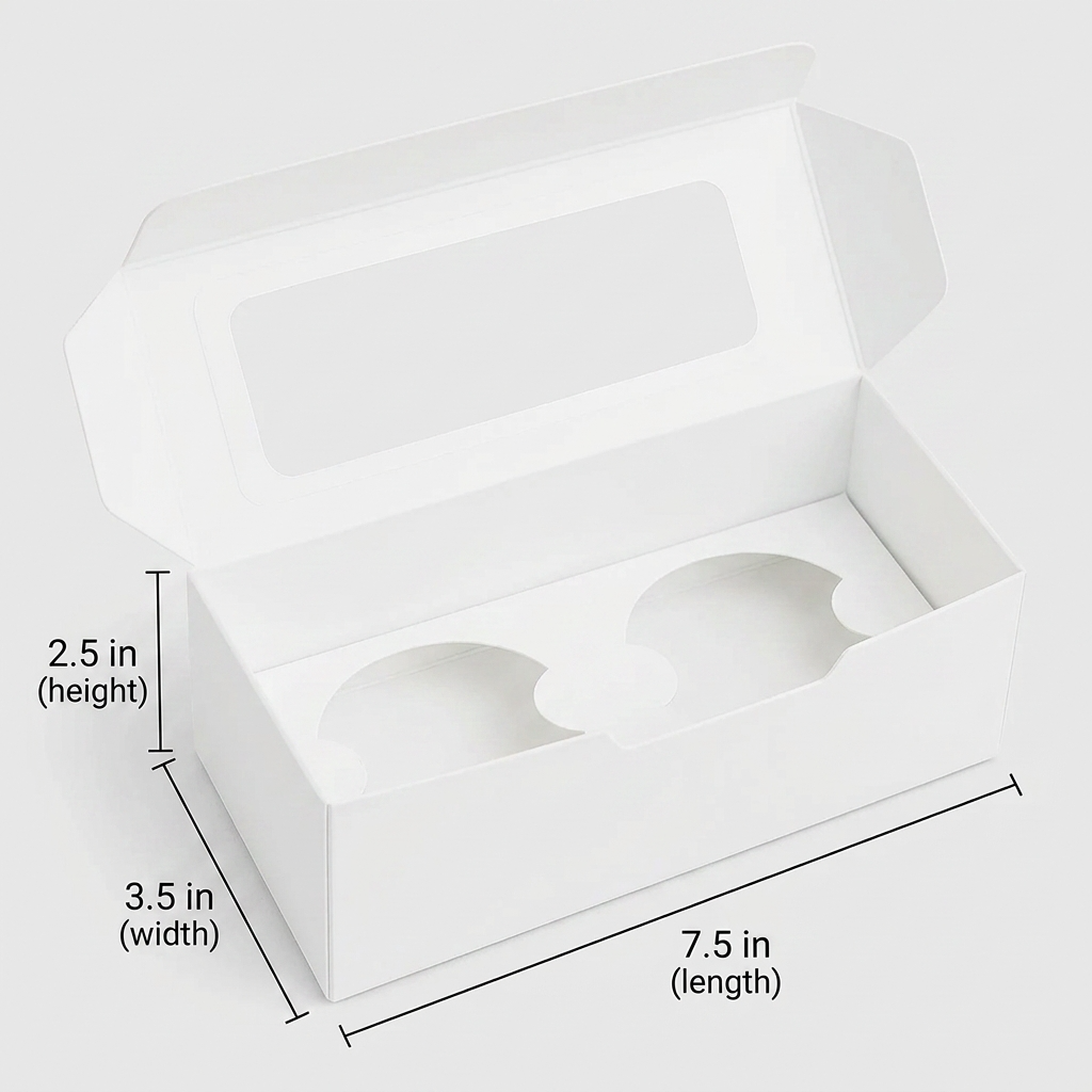 2 Donut Box with Window White