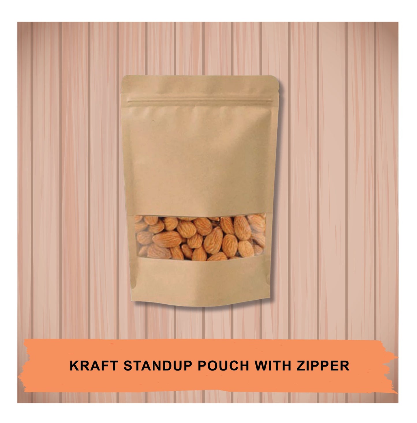 Brown Kraft Stand Up Pouch With Clear Window