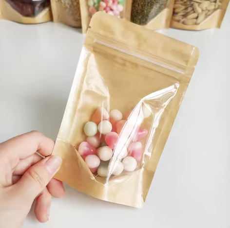 One Side Kraft Standup Pouch With Zipper