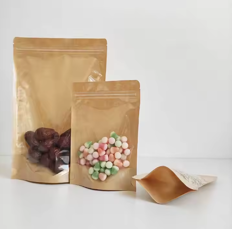 One Side Kraft Standup Pouch With Zipper