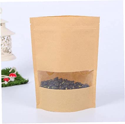 Brown Kraft Stand Up Pouch With Clear Window