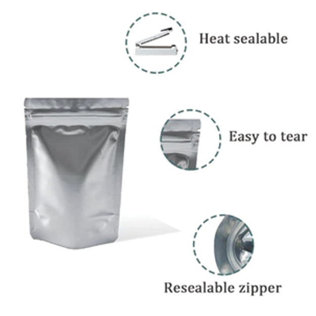 Pure Aluminium Standup Pouch With Zipper