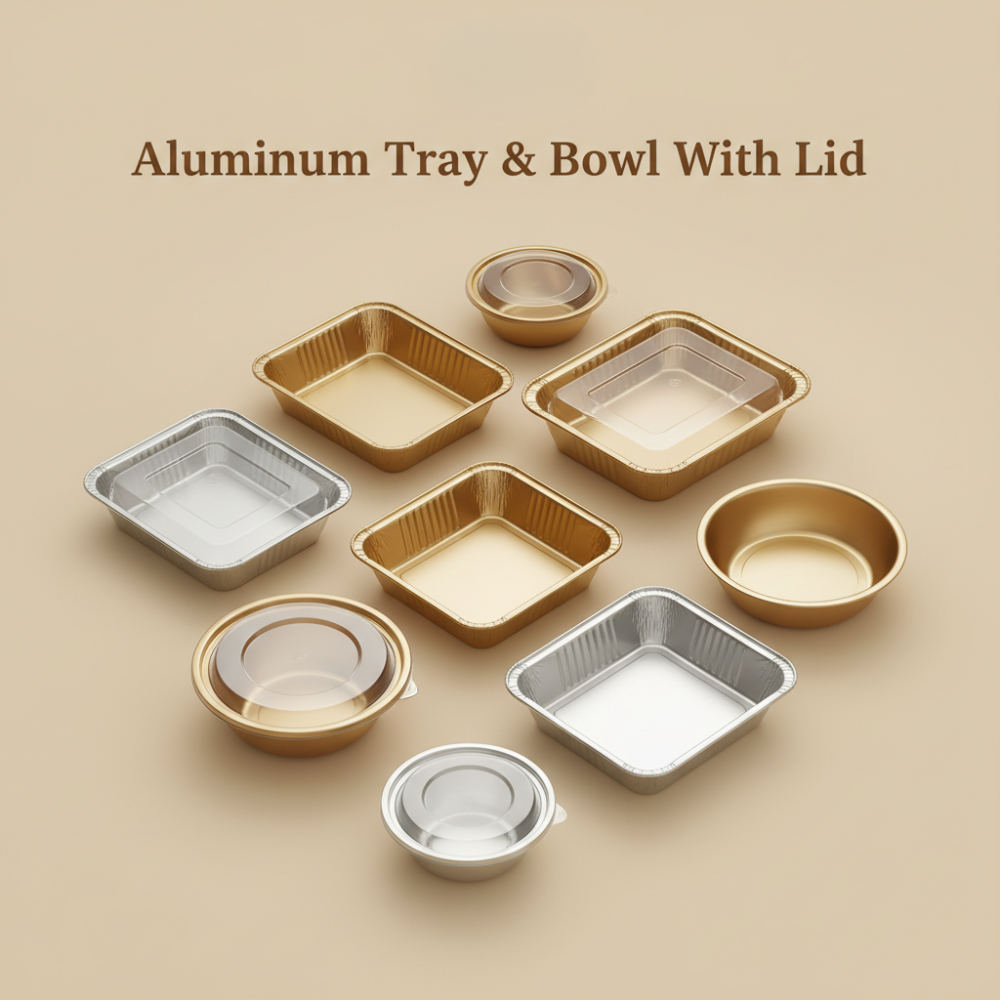 Aluminum Tray & Bowl With Lid