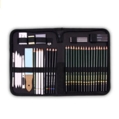 Sketch Drawing Set Of 42 Pcs by Keep smiling (26 Pencil 6 Sticks 3 Stumps 3 Eraser 1 Sharpener 1 Sand Paper 1 Cutter 1 Extender 1 Carry Case)