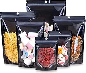 Black Clear Front Transparent Plastic Aluminum Foil resealable Mylar StandUp pouch Custom Food Bag With Window