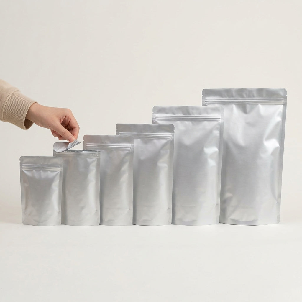 Pure Aluminium Stand Up Pouch with Zipper