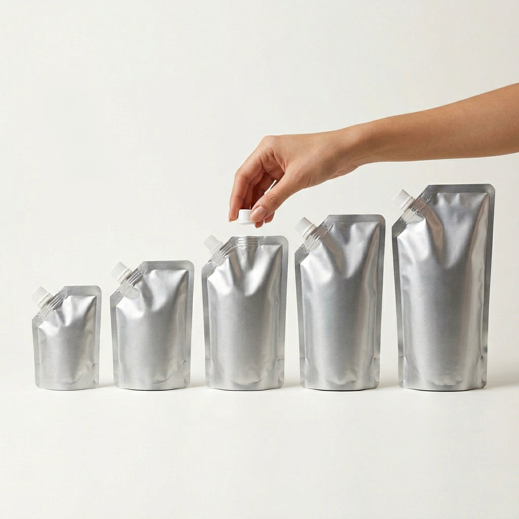 Pure Aluminium Spout Pouch with Corner Mouth