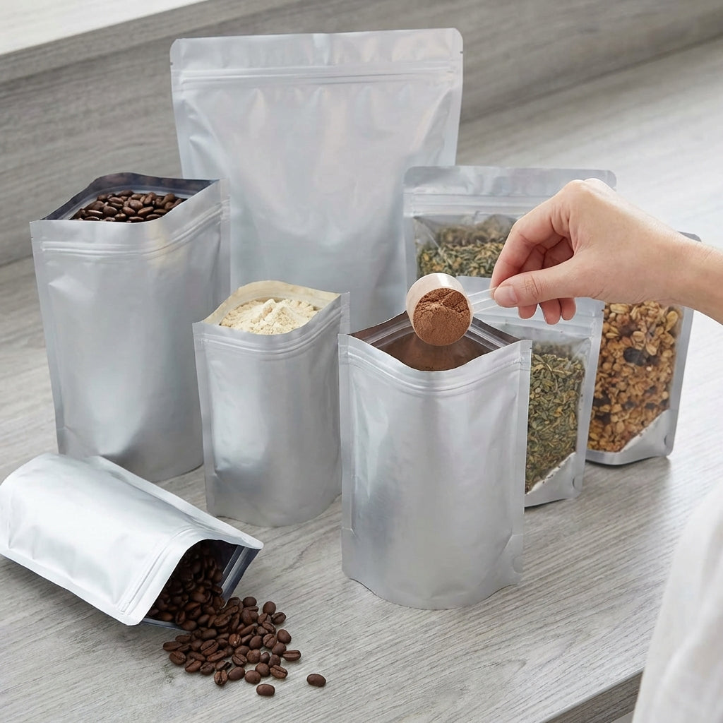 Pure Aluminium Stand Up Pouch with Zipper