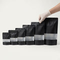 Black Aluminum Foil Stand Up Pouch with Matte Window