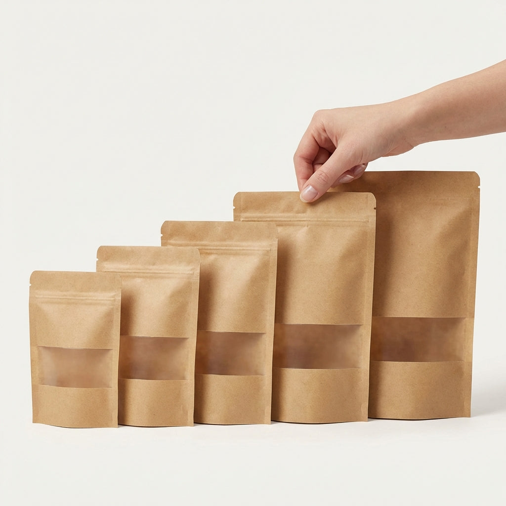 Brown Kraft Stand Up Pouch with Clear Window