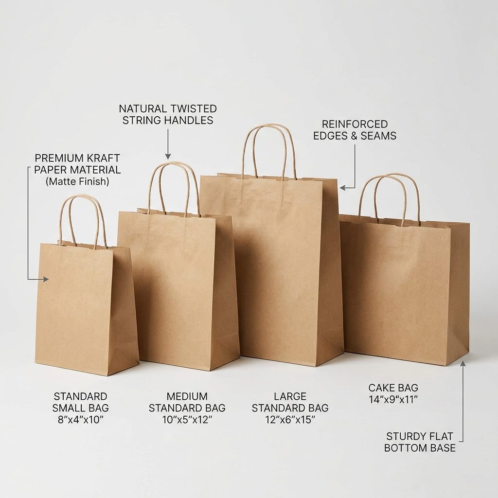 Kraft Paper Bags with Handle (Multiple Variants)