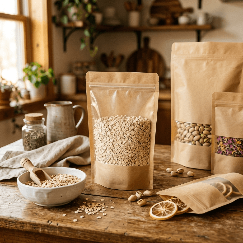 One Side Kraft Stand Up Pouch with Zipper