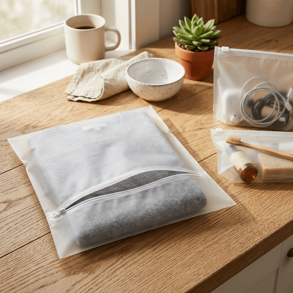 Frosted  Merchandise Zip Slider Pouch