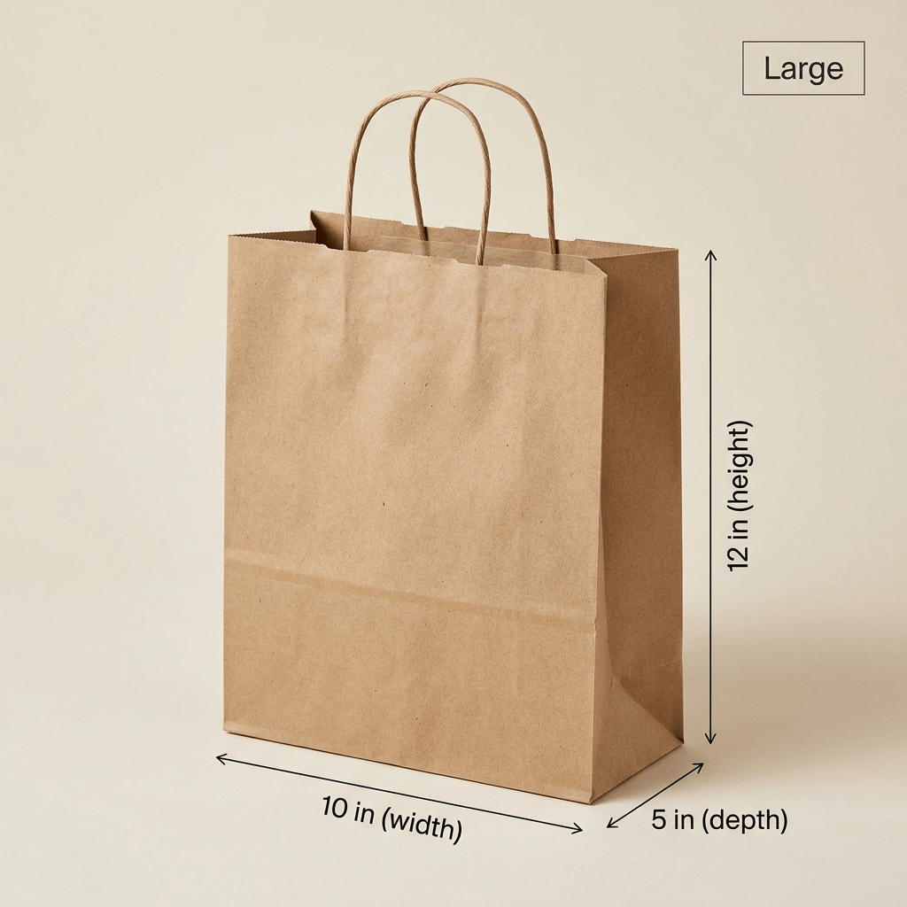 Brown Kraft Twisted Handle Bag – Large 12 × 10 × 5