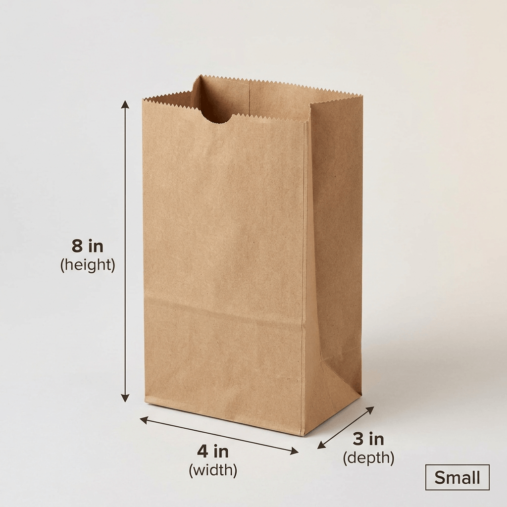 Kraft Takeaway Bag – Small 8 × 4 × 3 in