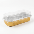 Premium Gold Aluminum Foil Loaf Pan with Clear Lid (200ml)– Oven-Safe Disposable Baking Container