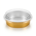 Premium Round Gold Aluminum Foil Pan with Clear Lid (250ml) – Oven-Safe Disposable Baking & Catering Container