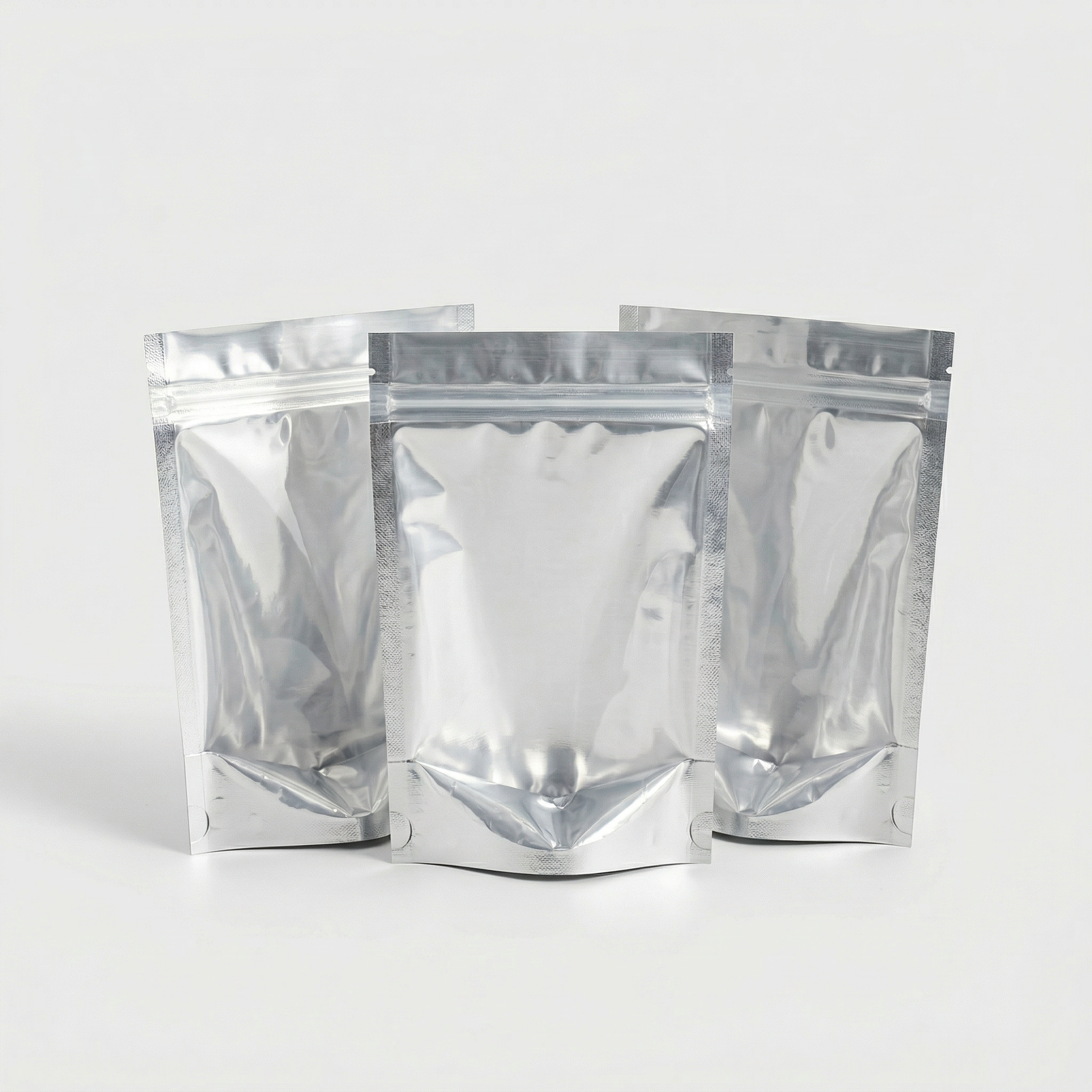 Silver Aluminum Foil Stand Up Pouch With Clear Window