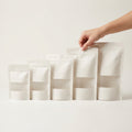 White Kraft Stand Up Pouch with Matte Window